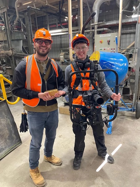Viewix crew in hi-vis and hard hats filming at an industrial site